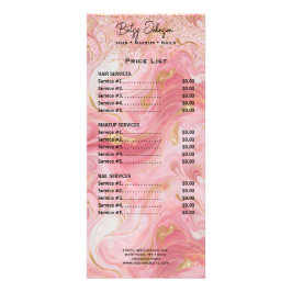 Panfleto Luxury Pink and Gold Marbled Rack Card Price List