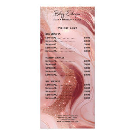 Panfleto Luxury Rose Gold Glitter Rack Card Price List