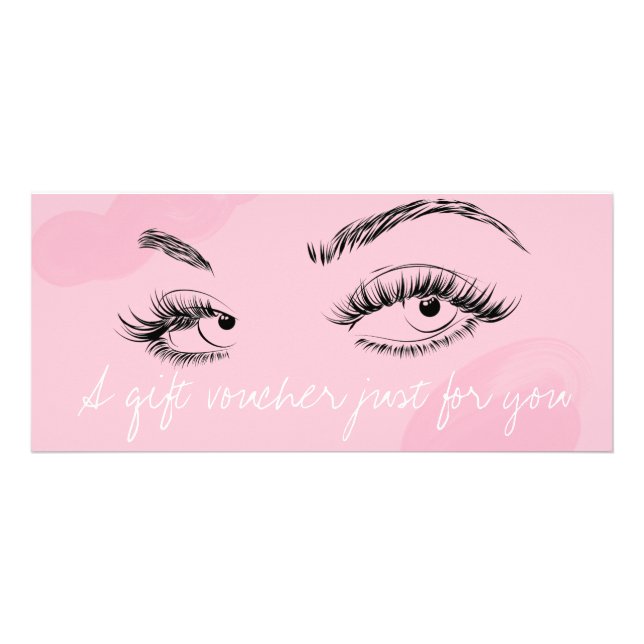 Panfleto Makeup Artist Lashes Brows Gift Voucher Rosa (Frente)