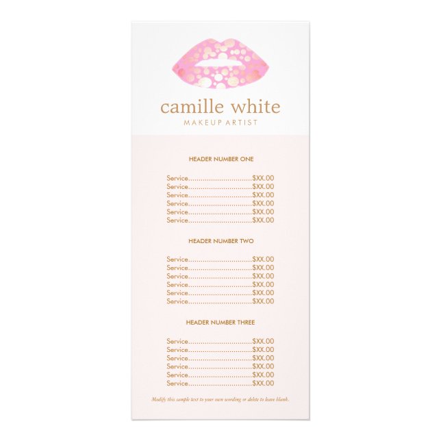 Panfleto Makeup Artist Pink and Gold Lips Pink Price List (Frente)