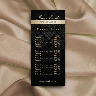 Panfleto Makeup Artista Dourado Damask Strik Salon Price Li