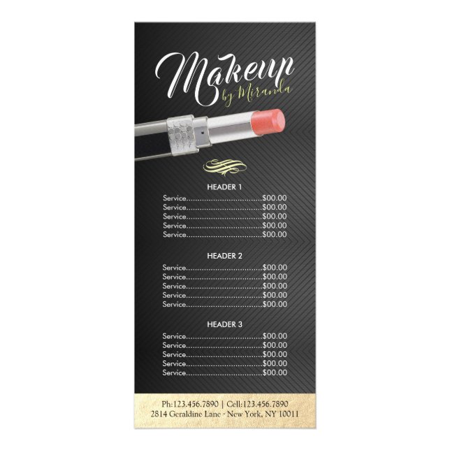 Panfleto Makeup Stylist Beauty Salon Price List Lipstick (Frente)