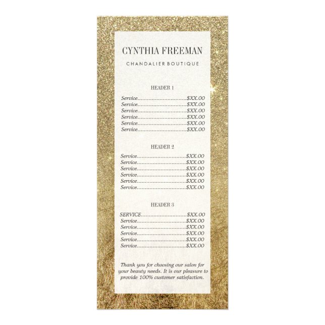 Panfleto Malha glamoroso feminino da folha Dourado e do (Frente)