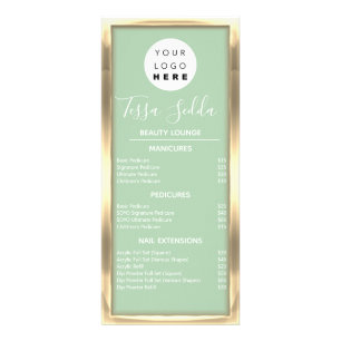 Panfleto Maquiagem de cabelo Manicure Pedicure Dourada Mint