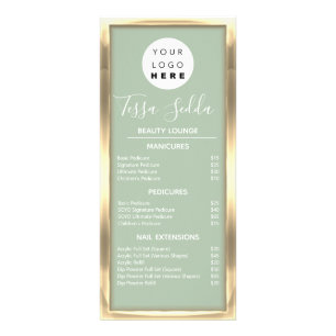 Panfleto Maquiagem de cabelo Manicure Pedicure Dourada Mint