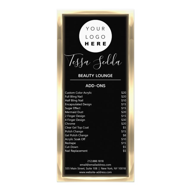 Panfleto Maquiagem de cabelo Manicure Pedicure Dourado Pret (Verso)