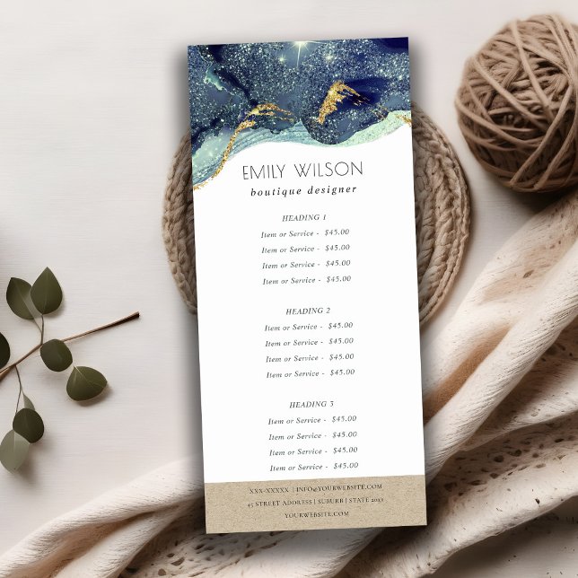 Panfleto Marinho de Prata de Tinta Álcool Azul - Preço de S (Criador carregado)