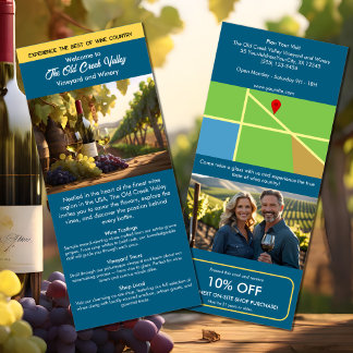 Panfleto Marketing de vinhas de turismo azul