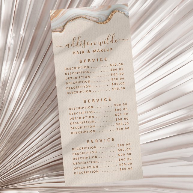 Panfleto Mármore Ágata Brilho Dourado Moderno Chic (Criador carregado)