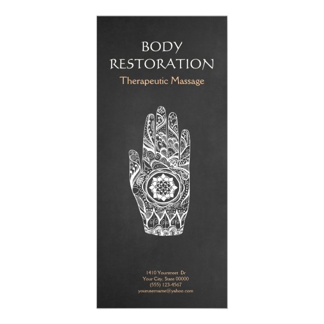 Panfleto Massagem Terapista Henna Lotus Tattoo Mão 4 (Frente)