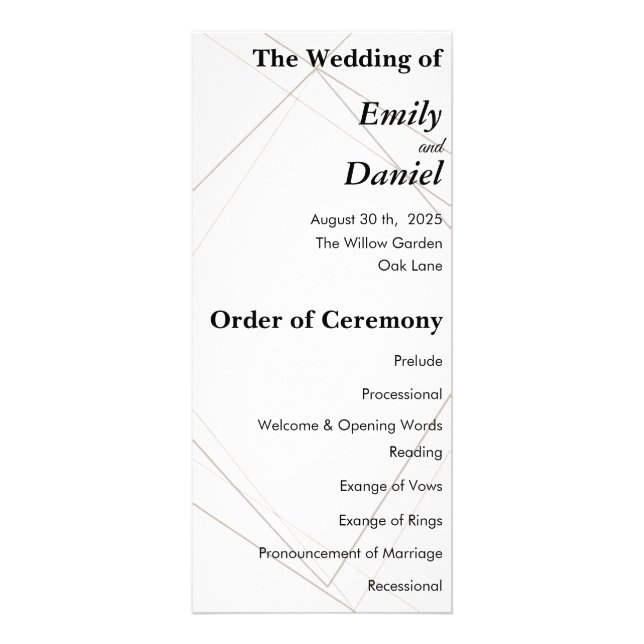 Panfleto Minimalist Wedding Program – Simple & Elegant (Frente)