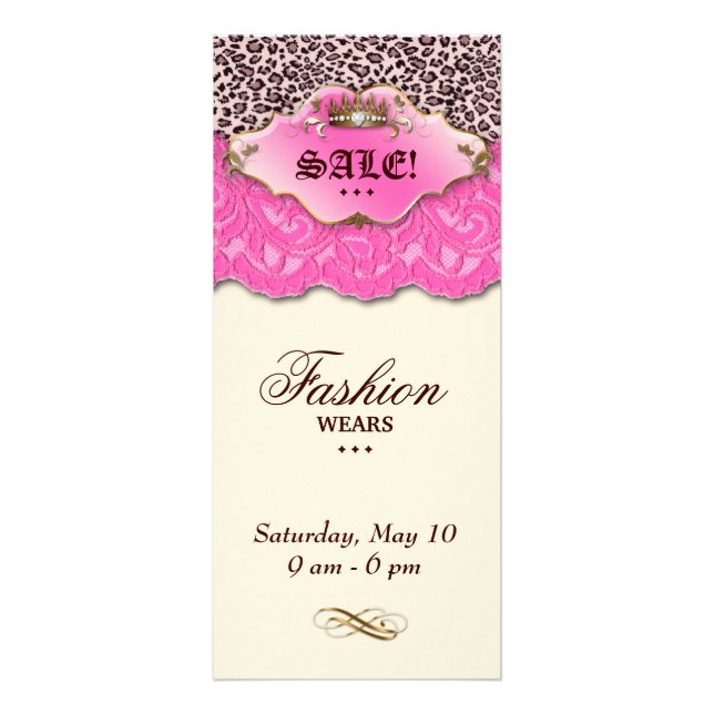 Panfleto Moda Leopardo Jewelry Crown Lace Rosa (Frente)