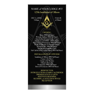 Panfleto Modelo de placa de rack Masonic   Preto, Dourado e