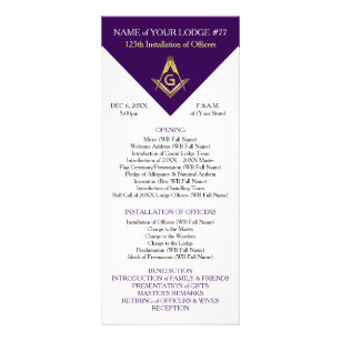 Panfleto Modelo de placa de rack Masonic   Roxo e Dourado