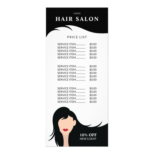 Panfleto Modelo Hair Salon Price List Black Hairstyle (Frente)