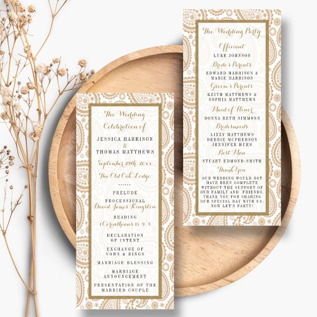 Panfleto Modern Brown Paisley Wedding (Criador carregado)