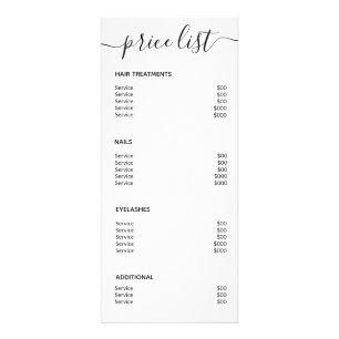 Panfleto Modern Elegant Simple White Spa Salon Price List