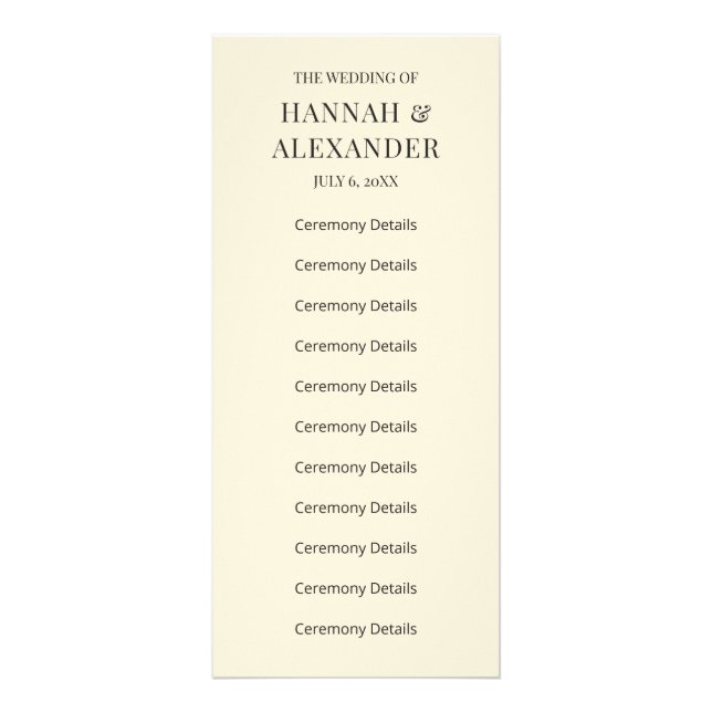 Panfleto Modern Minimal Wedding Program (Frente)