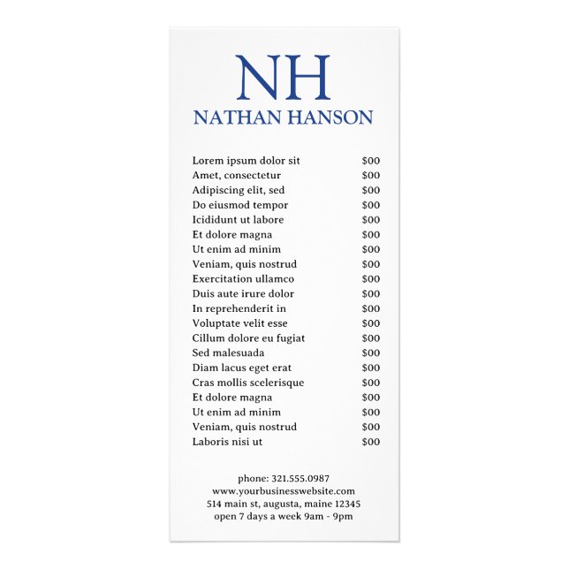 Panfleto Monograma Azul Simples Moderno (Frente)