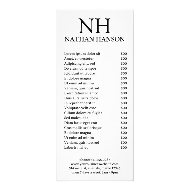 Panfleto Monograma preto e branco simples moderno (Frente)