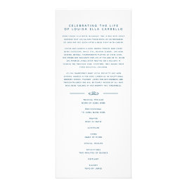 Panfleto No nosso programa funerário, branco e azul de aço