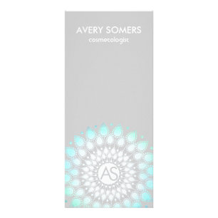 Panfleto Ornamentado Cosmetologista Leaf Motif Cinza Modern