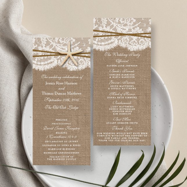 Panfleto Os Programas Rustic Starfish Wedding Collection (Criador carregado)