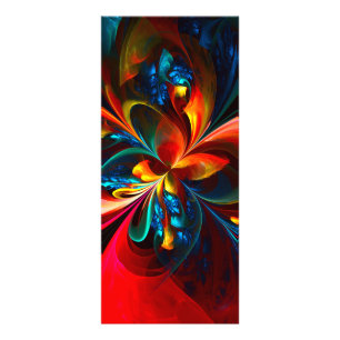 Panfleto Padrão Azul Laranja-Abstrato Floral Moderno #14