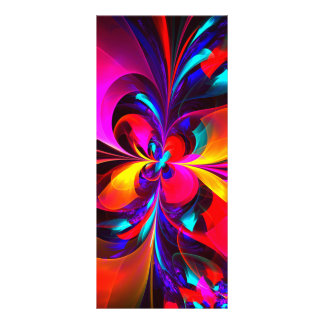 Panfleto Padrão Azul Vermelho Abstrato Floral Moderno #07