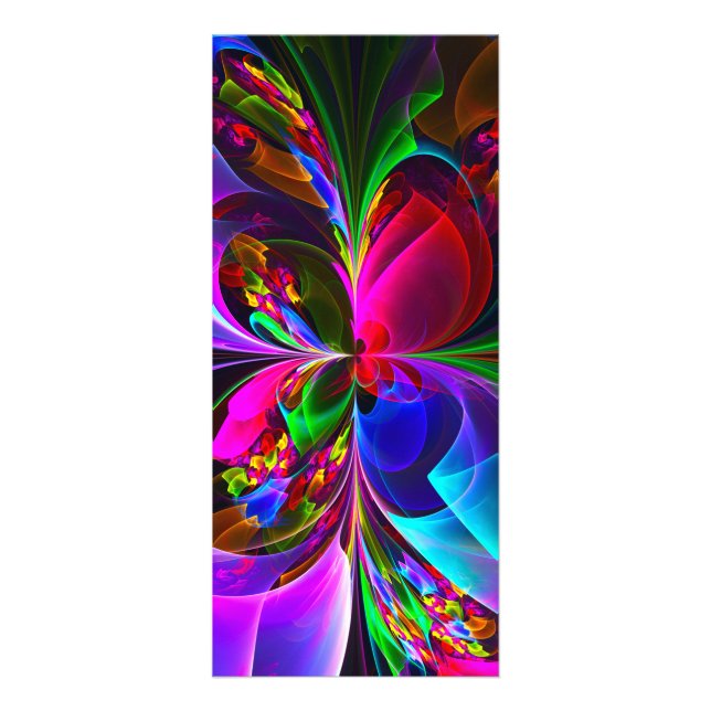 Panfleto Padrão Azul Vermelho Abstrato Floral Moderno #12 (Frente)