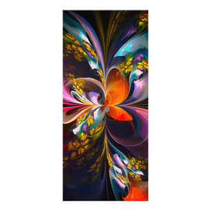 Panfleto Padrão Azul Vermelho Abstrato Floral Moderno #13