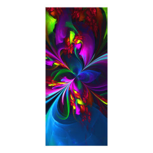 Panfleto Padrão Azul Vermelho Abstrato Floral Moderno #15