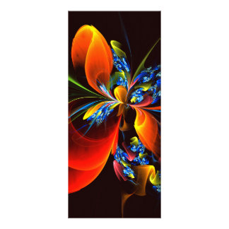 Panfleto Padrão de Abstrato de Arte Floral Azul Laranja Mod
