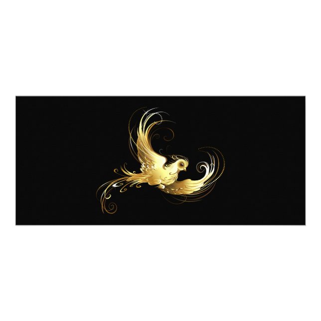 Panfleto Pássaro ouro sobre fundo preto (Frente)