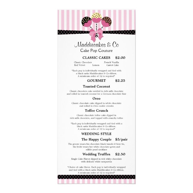 Panfleto Pasta de Pop de Bolo Personalizada (Frente)