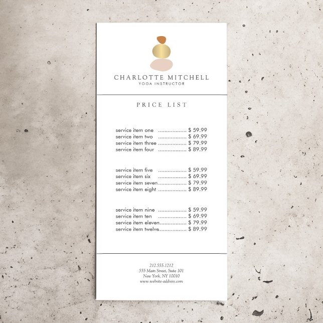 Panfleto Pedras Zen Abstratas Modernas Logotipo Dourado Iog (Criador carregado)