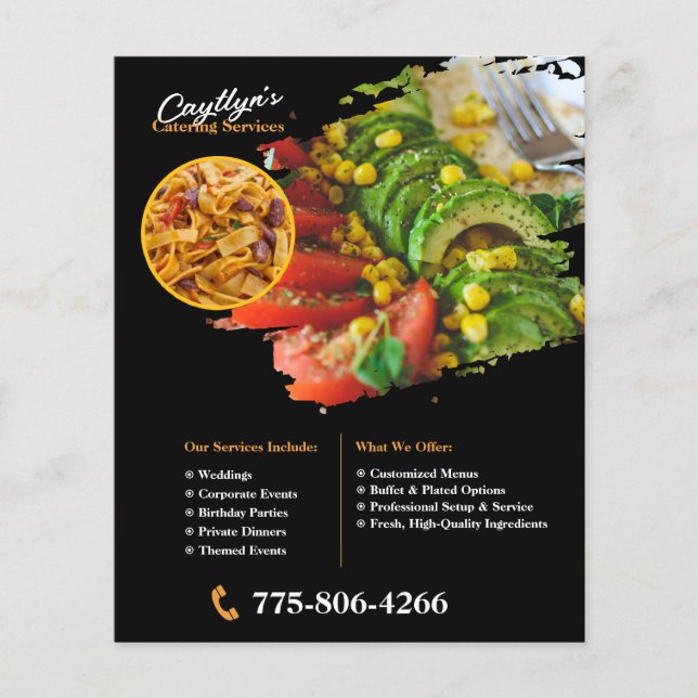 Panfleto Personalizado de Serviços de Catering Pri (Frente)