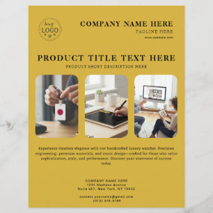 Panfleto Personalizado M Dourado Metálico para Pro