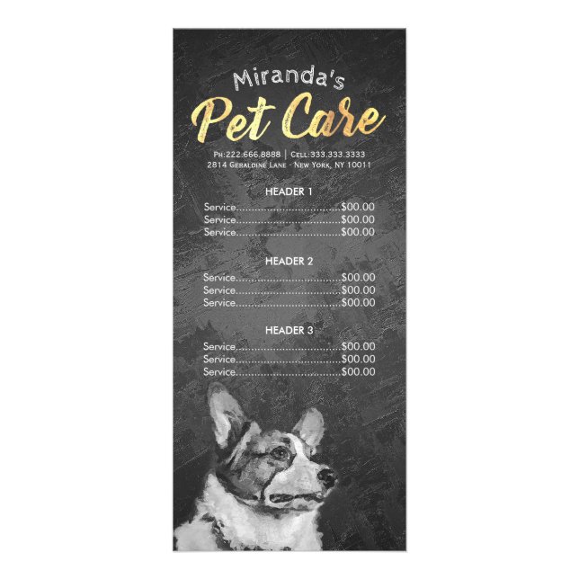 Panfleto Pet Care Sitting Grooming Beaut Salon Price List (Frente)