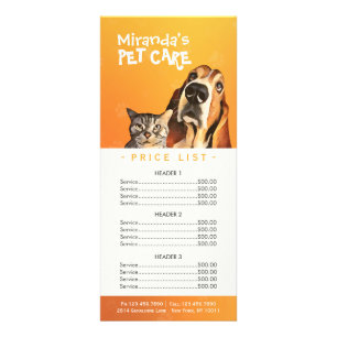 Panfleto Pet Care Sitting Grooming Beaut Salon Price List