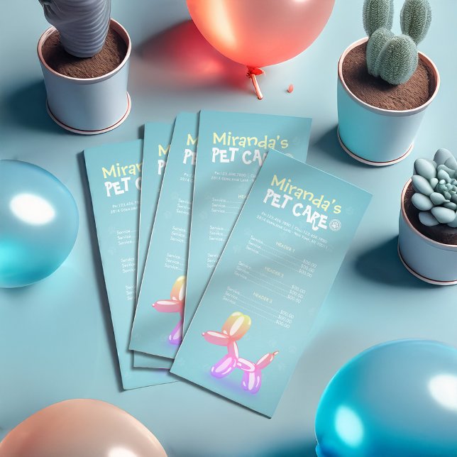 Panfleto Pet Care Sitting Grooming Beaut Salon Price List (Criador carregado)