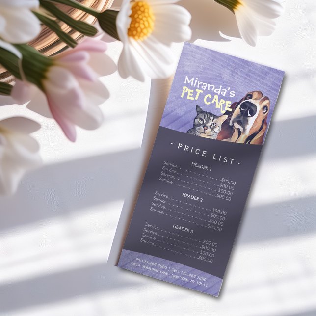 Panfleto Pet Care Sitting Grooming Beaut Salon Price List (Criador carregado)