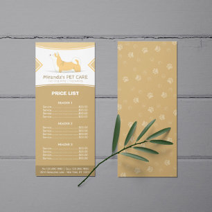 Panfleto Pet Care Sitting Grooming Beaut Salon Price List