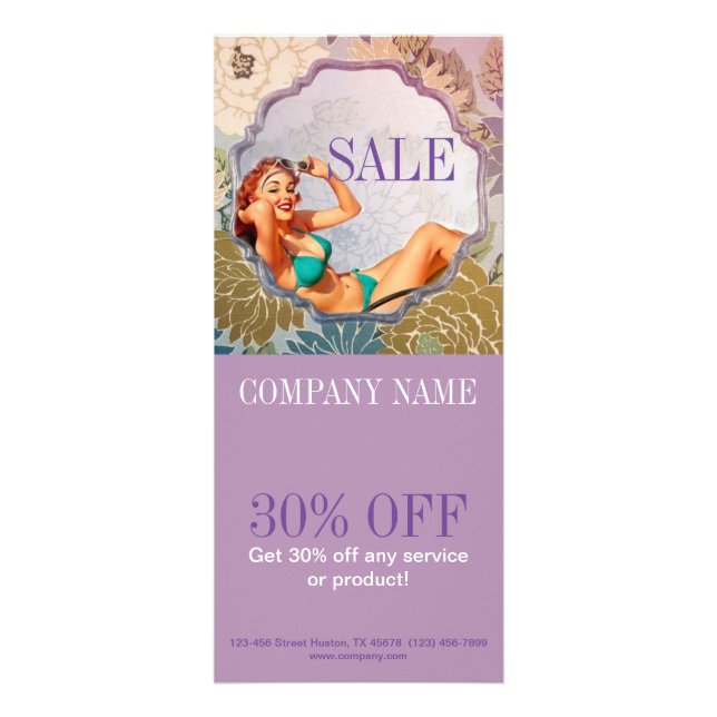 Panfleto Pin Up Girl Hair Makelist Stylist Tanning Salon (Frente)