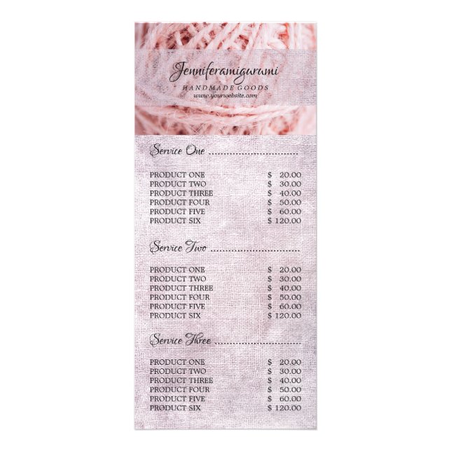 Panfleto Pink Amigurumi Tailor Yarn Knitting Crochet (Frente)