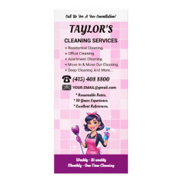 Panfleto Pink Janitorial Lady House Cleaning Service