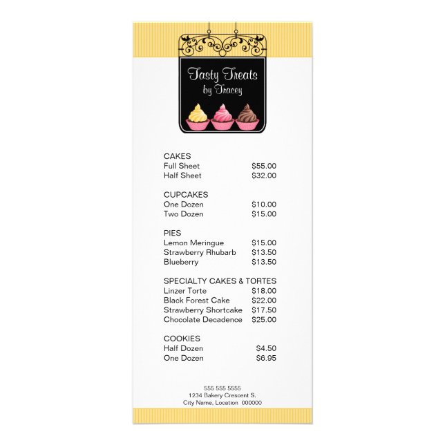 Panfleto Placa de Compro de Placa de Rack do Cupcake Bakery (Frente)