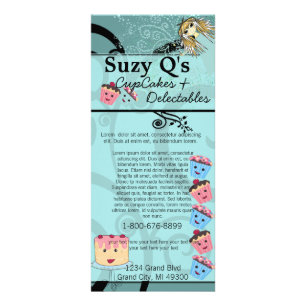 Panfleto Placa de rack azul-girada Cupcake Aqua