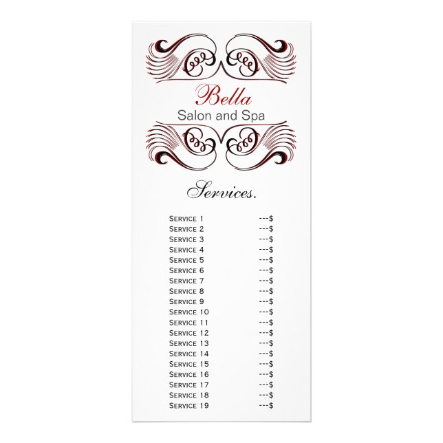 Panfleto placa de rack chic red, black and white Services (Frente)