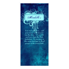 Panfleto Placa De Rack Floral Grunge Salon Spa Blue Denim